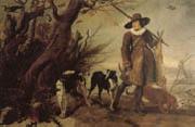 WILDENS, Jan A Hunter with Dogs Against a Landscape